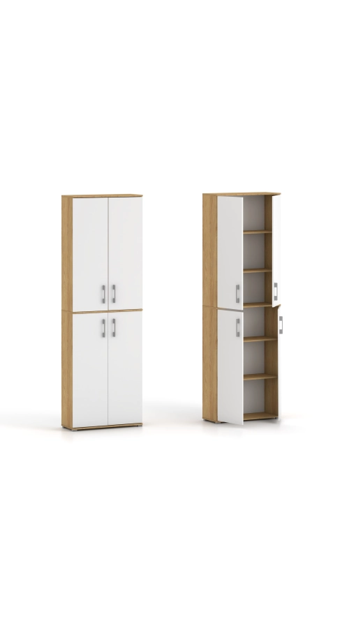 Szafa biurowa Pola 215 - 4D 60cm Hikora + białe drzwi